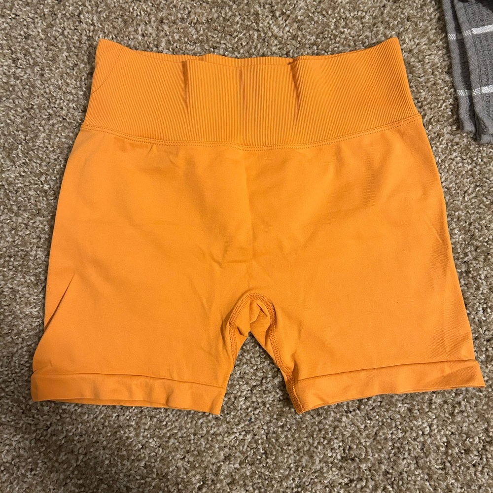Orange scrunch shorts